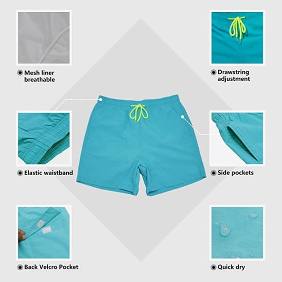 Brand New In Package Men's Peacock Blue Swim Trunks - SILKWORLD - Picture 4 of 7